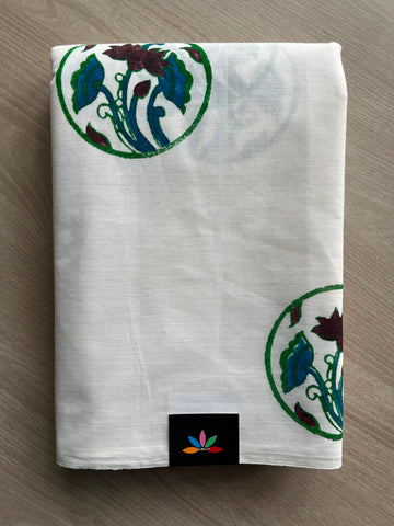 Simple Block Printed Cotton Saree - 33593