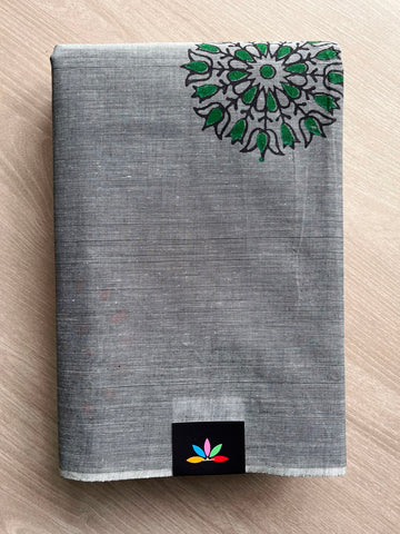Simple Block Printed Cotton Saree - 33594
