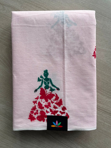 Simple Block Printed Cotton Saree - 33597