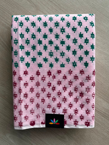 Simple Block Printed Cotton Saree - 33599