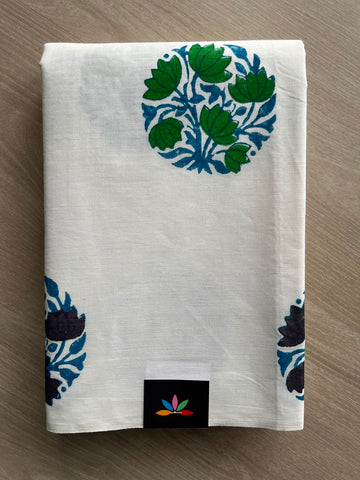 Simple Block Printed Cotton Saree - 33606