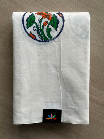 Simple Block Printed Cotton Saree - 33610