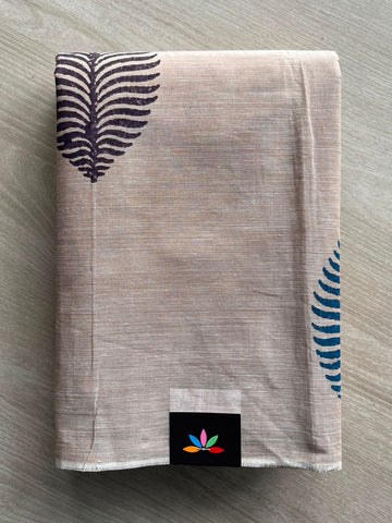 Simple Block Printed Cotton Saree - 33612