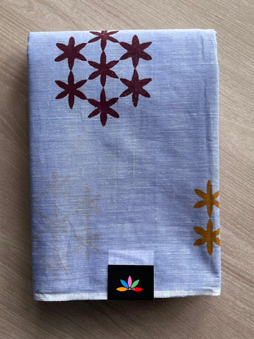 Simple Block Printed Cotton Saree - 33613