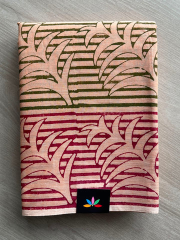 Simple Block Printed Cotton Saree - 33615