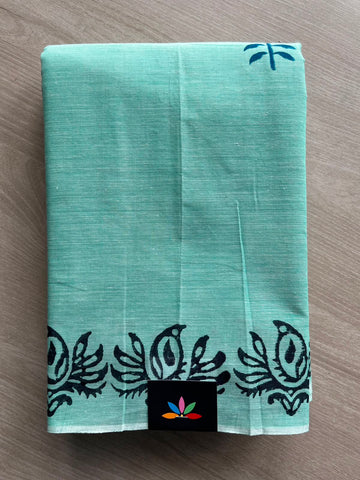 Simple Block Printed Cotton Saree - 33617
