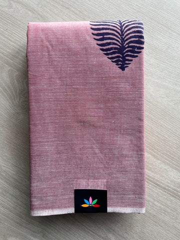 Simple Block Printed Cotton Saree (Without Blouse) - 33619