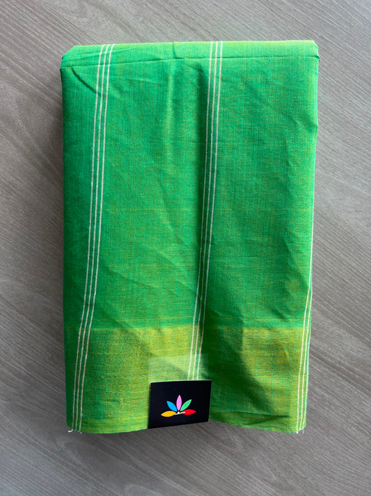 Emerald Green Simple Striped Cotton Saree - 35237