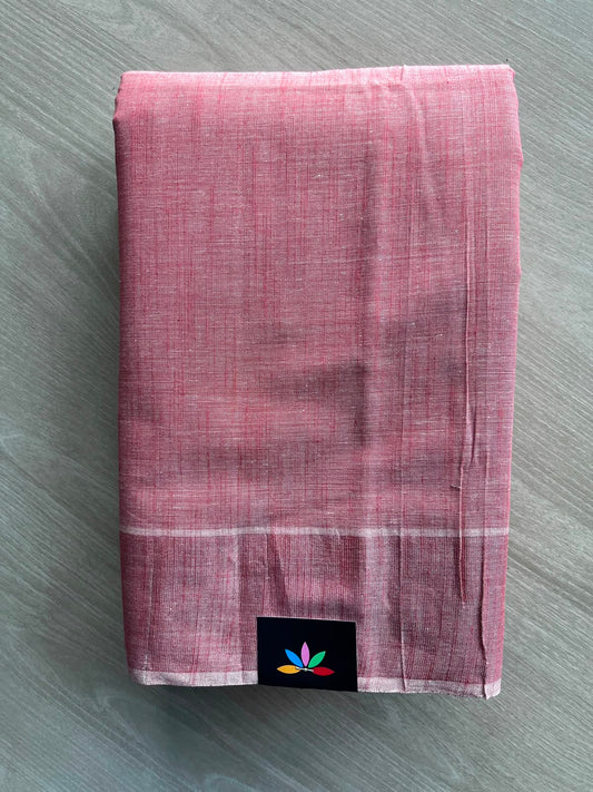 Dusty Pink Simple Border Cotton Saree - 35244