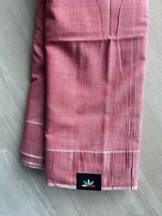Dusty Pink Simple Border Cotton Saree - 35244