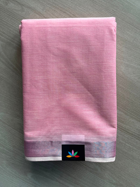 Baby pink Simple Border Cotton Saree - 35246