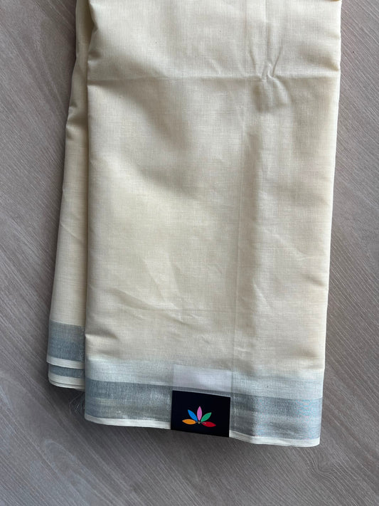 Ivory Simple Border Cotton Saree - 35250