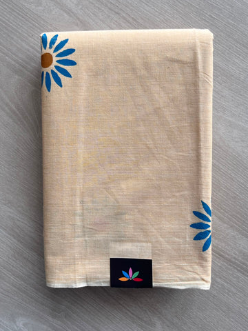 Simple Block Printed Cotton Saree - 35265