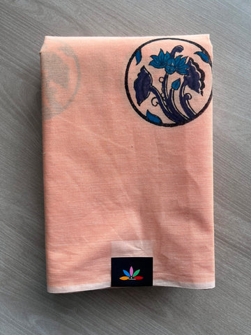 Simple Block Printed Cotton Saree - 35270