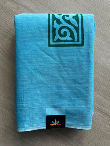 Simple Block Printed Cotton Saree - 35272