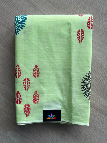 Simple Block Printed Cotton Saree - 35277