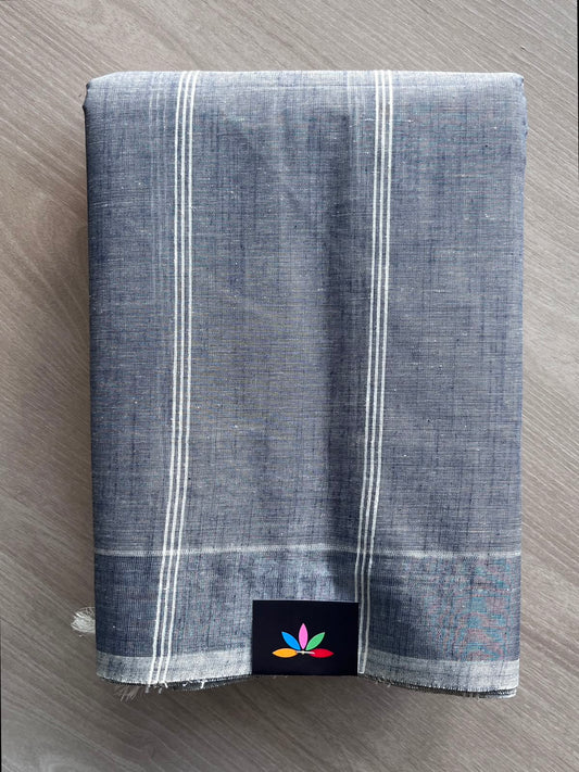 Oxford Grey Simple Striped Cotton Saree - 35289