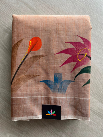 Handbrush Printed Textured Cotton Saree - 35293