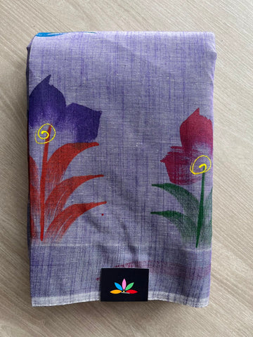 Handbrush Printed Textured Cotton Saree - 35294