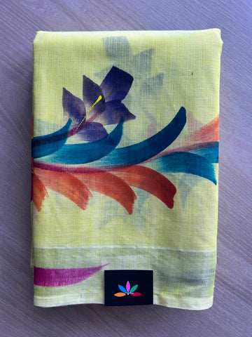 Handbrush Printed Textured Cotton Saree - 35304