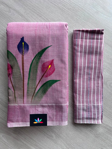 Handbrush Printed Textured Cotton Saree - 35308