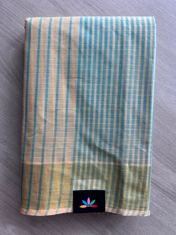 Contrast Striped Cotton Saree - 35312