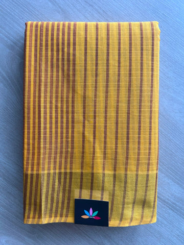 Contrast Striped Cotton Saree - 35313