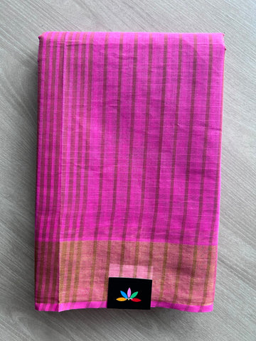 Contrast Striped Cotton Saree - 35317