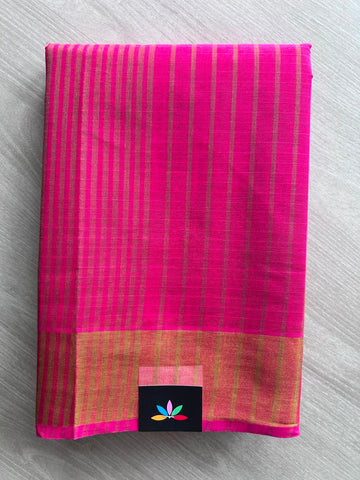Contrast Striped Cotton Saree - 35319