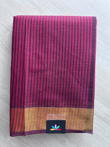Contrast Striped Cotton Saree - 35321
