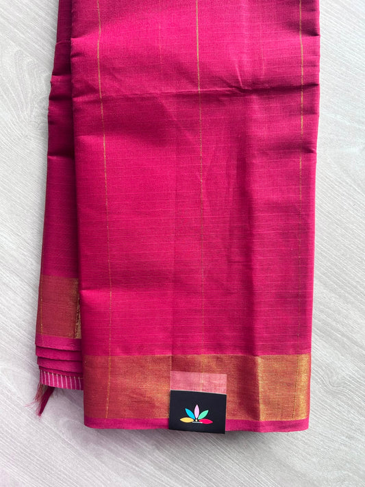 Ruby Red Zari Striped Cotton Saree - 35322