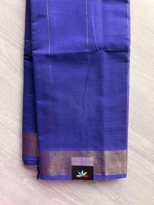 Purplish Blue Zari Striped Cotton Saree - 35324