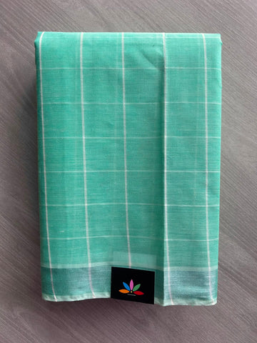 Simple Checked Cotton Saree - 35327