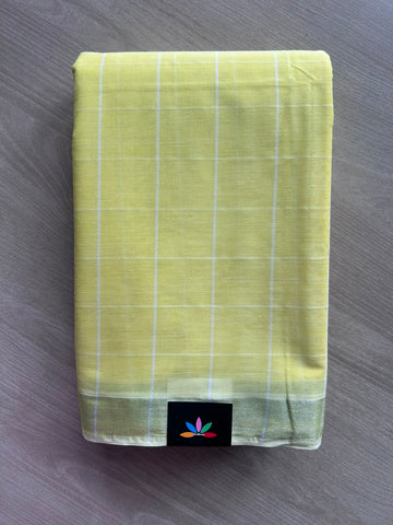 Simple Checked Cotton Saree - 35328