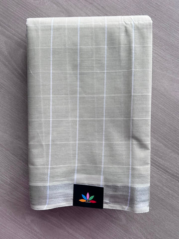 Simple Checked Cotton Saree - 35329