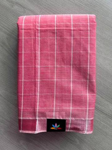 Simple Checked Cotton Saree - 35331