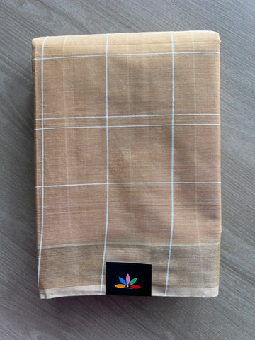 Simple Checked Cotton Saree - 35333