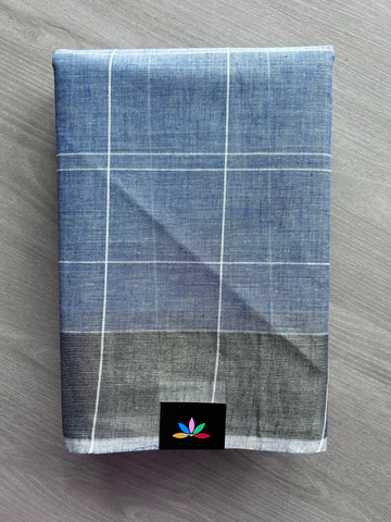 Simple Checked Cotton Saree - 35334