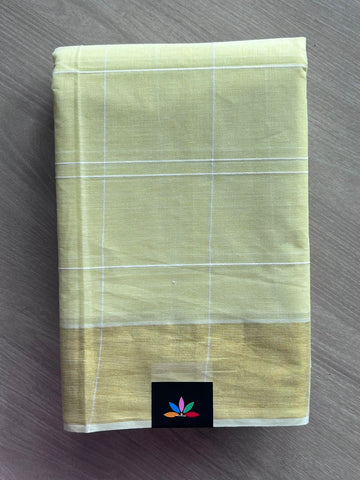 Simple Checked Cotton Saree - 35338