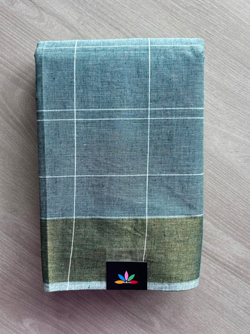 Simple Checked Cotton Saree - 35339