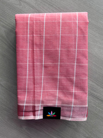 Simple Checked Cotton Saree - 35340