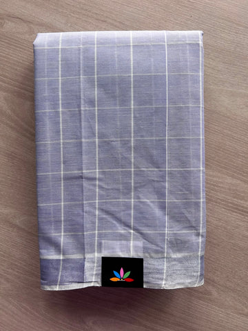 Simple Checked Cotton Saree - 35343