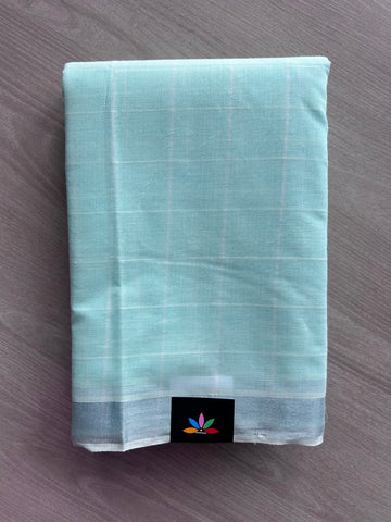 Simple Checked Cotton Saree - 35344