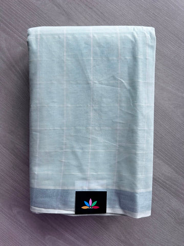 Simple Checked Cotton Saree - 35345
