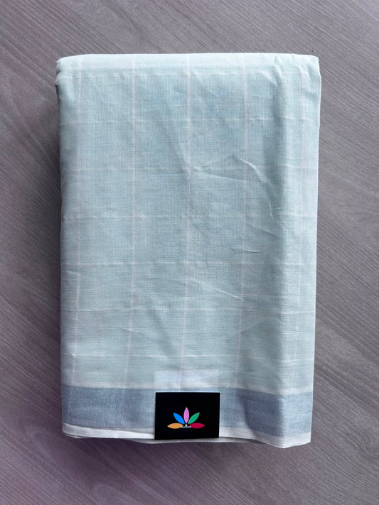 Simple Checked Cotton Saree - 35345
