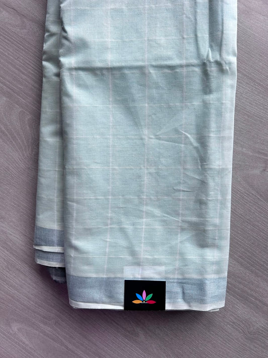 Simple Checked Cotton Saree - 35345