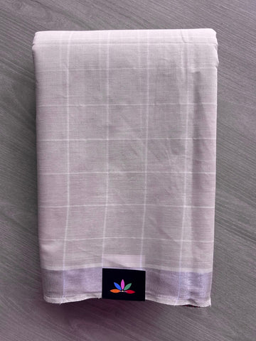 Simple Checked Cotton Saree - 35346