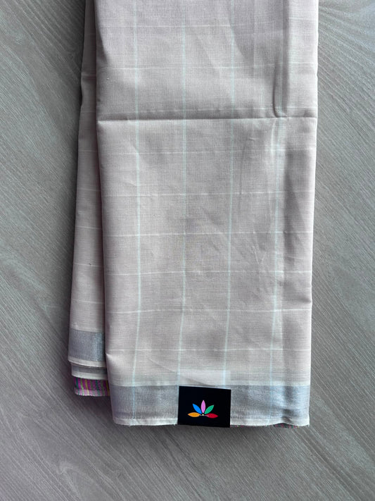 Simple Checked Cotton Saree - 35346