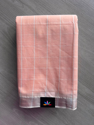 Simple Checked Cotton Saree - 35348