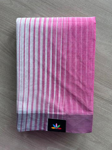 Contrast Striped Cotton Saree - 35351
